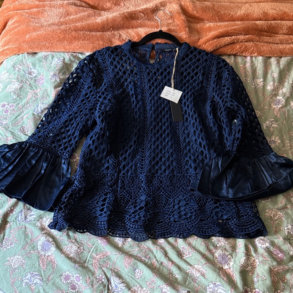 Navy Lace Women's Top Dolce Cabo XL